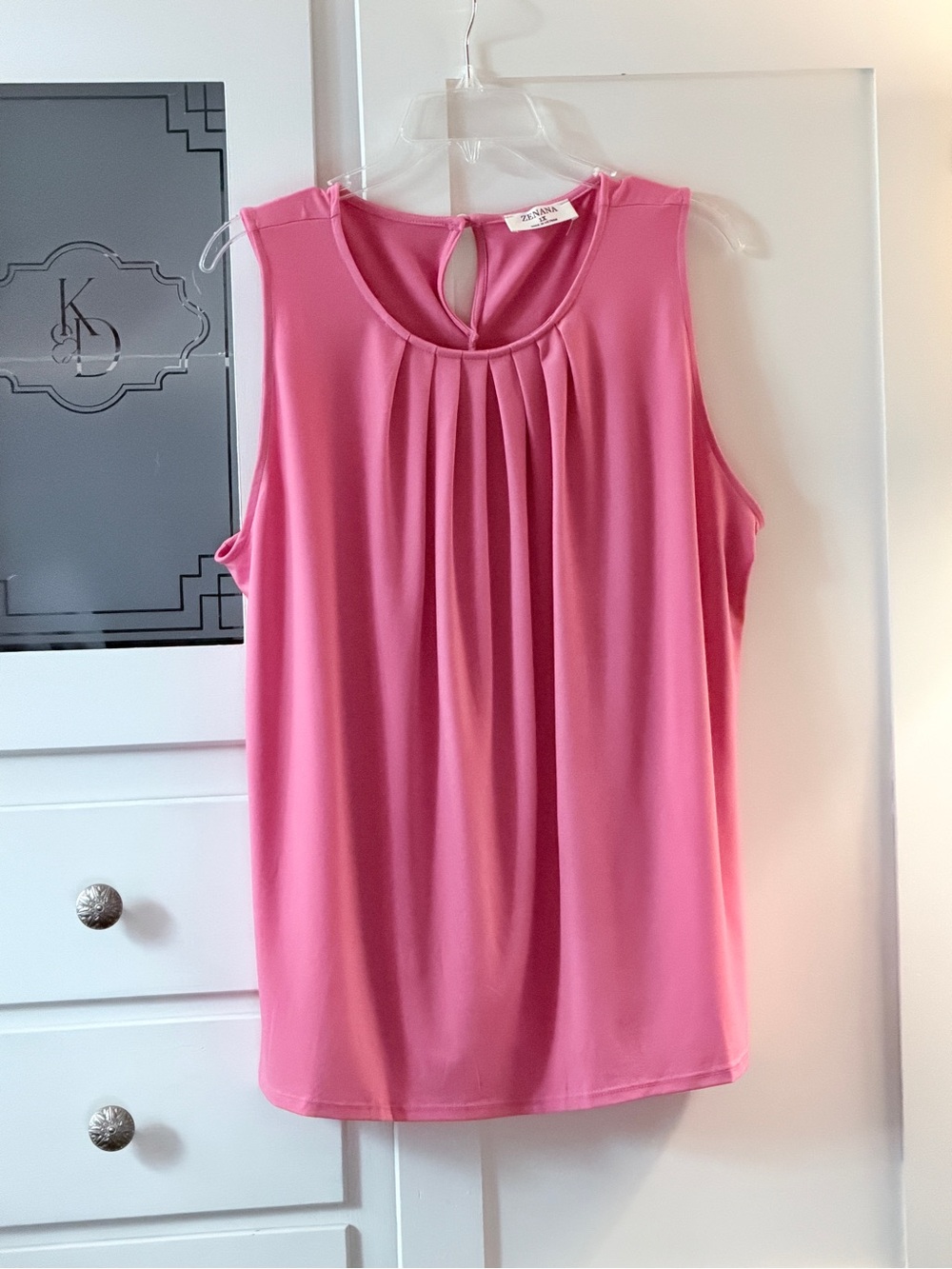 Zenana Outfitters Sleeveless Pleated Front Camisole in Pink